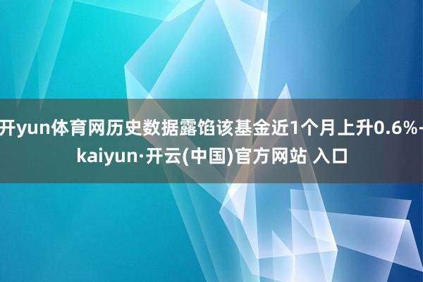 开yun体育网历史数据露馅该基金近1个月上升0.6%-kaiyun·开云(中国)官方网站 入口