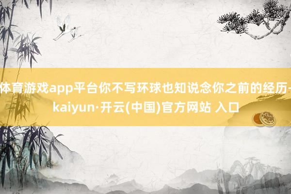 体育游戏app平台你不写环球也知说念你之前的经历-kaiyun·开云(中国)官方网站 入口
