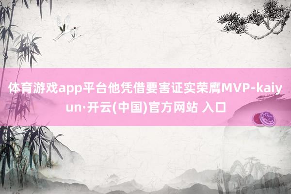 体育游戏app平台他凭借要害证实荣膺MVP-kaiyun·开云(中国)官方网站 入口